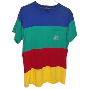 Vintage Ralph Lauren Colorblock Cookie Pocket T Shirt Size Small